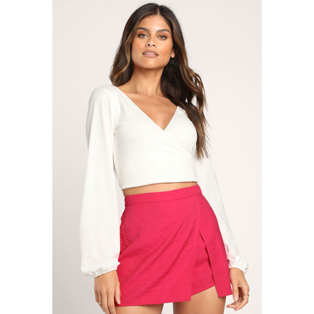 Lulus On This Perfect Day Hot Pink Asymmetrical Skort - Size XS